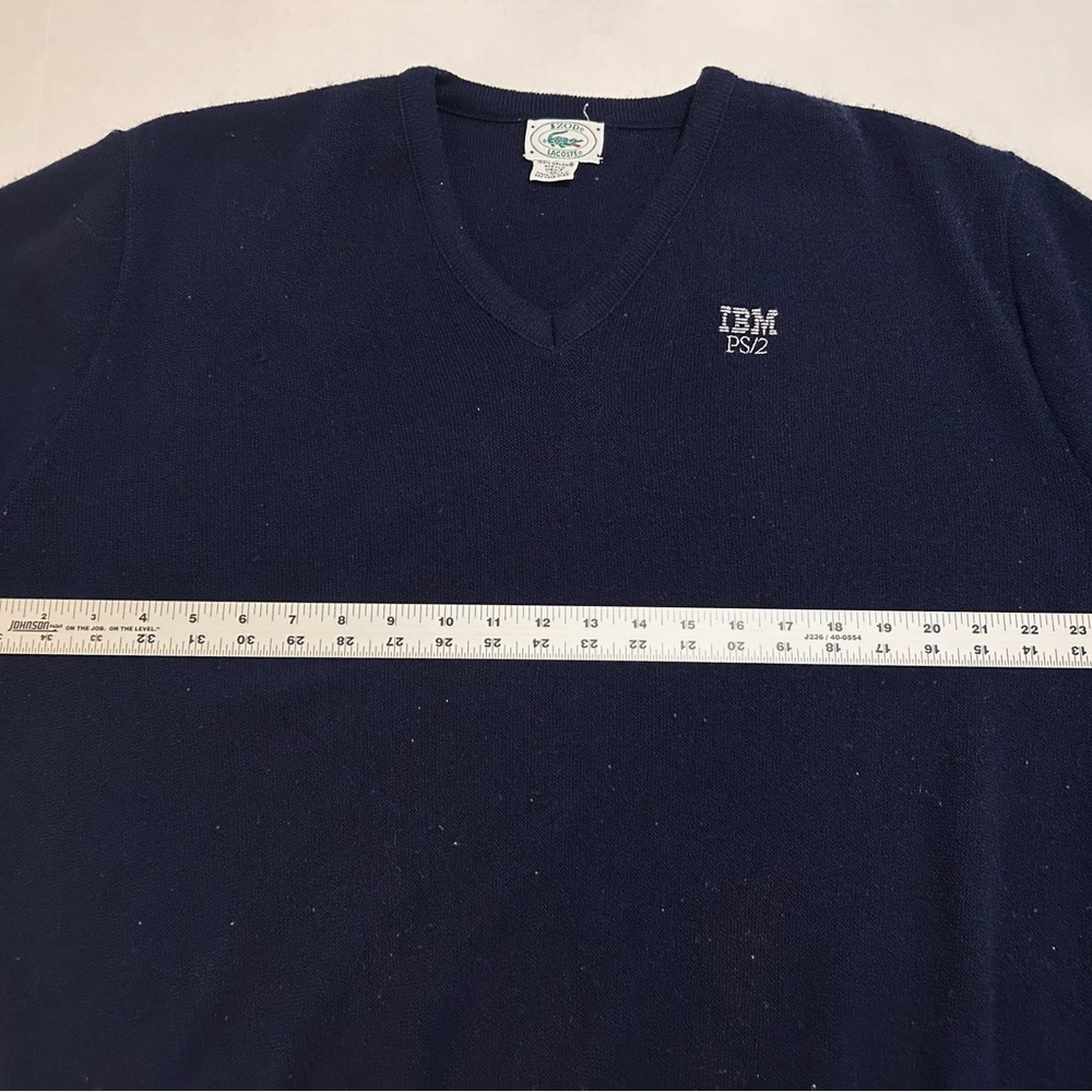 Vintage Izod x LaCoste Navy V-Neck Sweater Men's XL 100% Orlon Acrylic IBM PS/2 - Picture 3 of 6